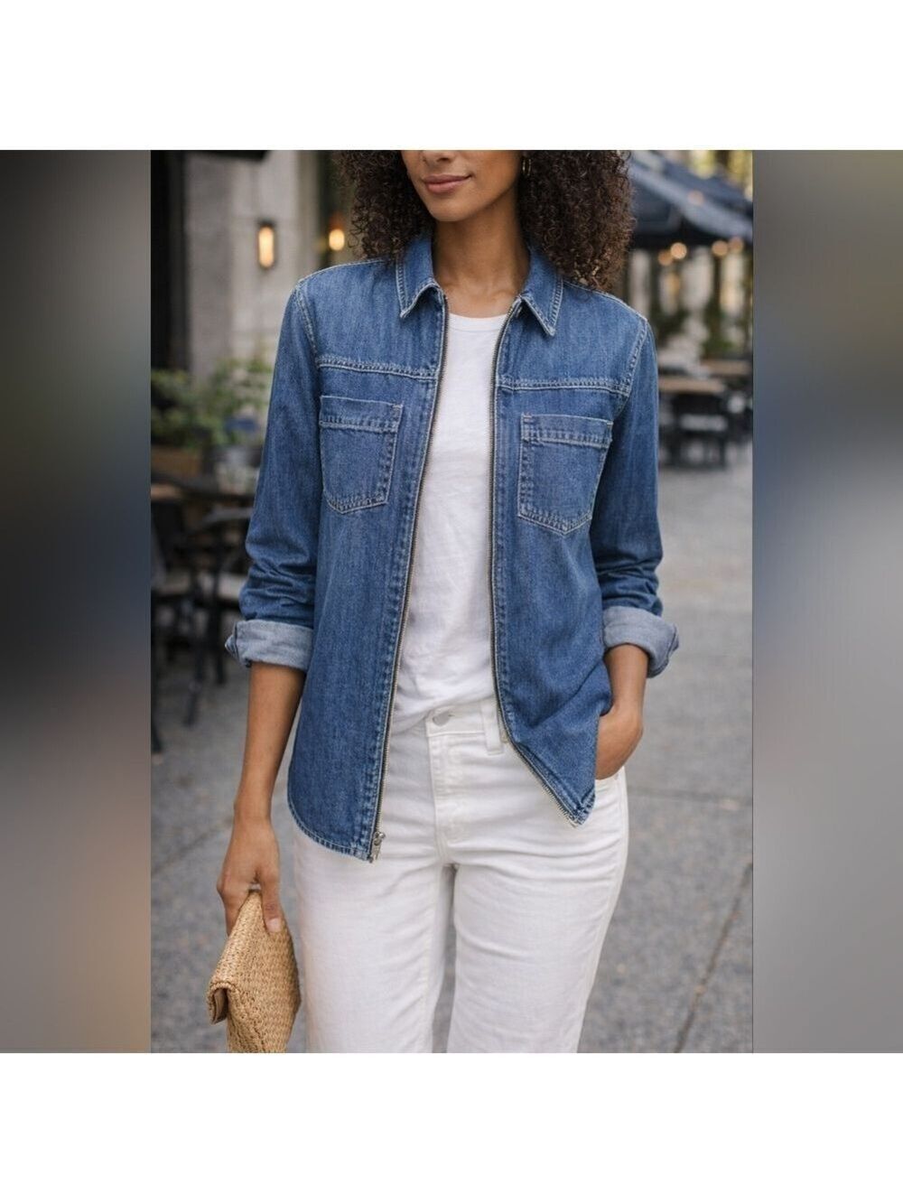 AG Adriano Goldschmied Christine Denim Jacket Shirt Blue Small New